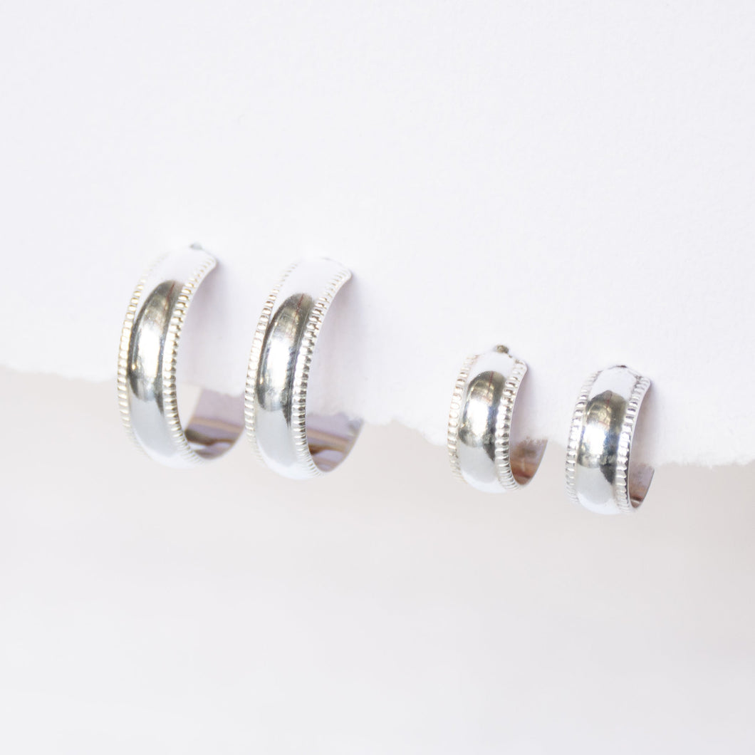 Silver Thick Hoops