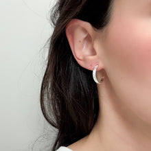 Load image into Gallery viewer, Silver Floral Hoops