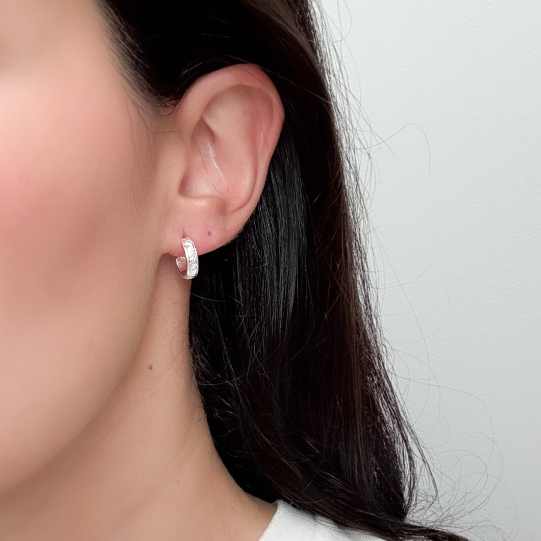 Silver Floral Hoops