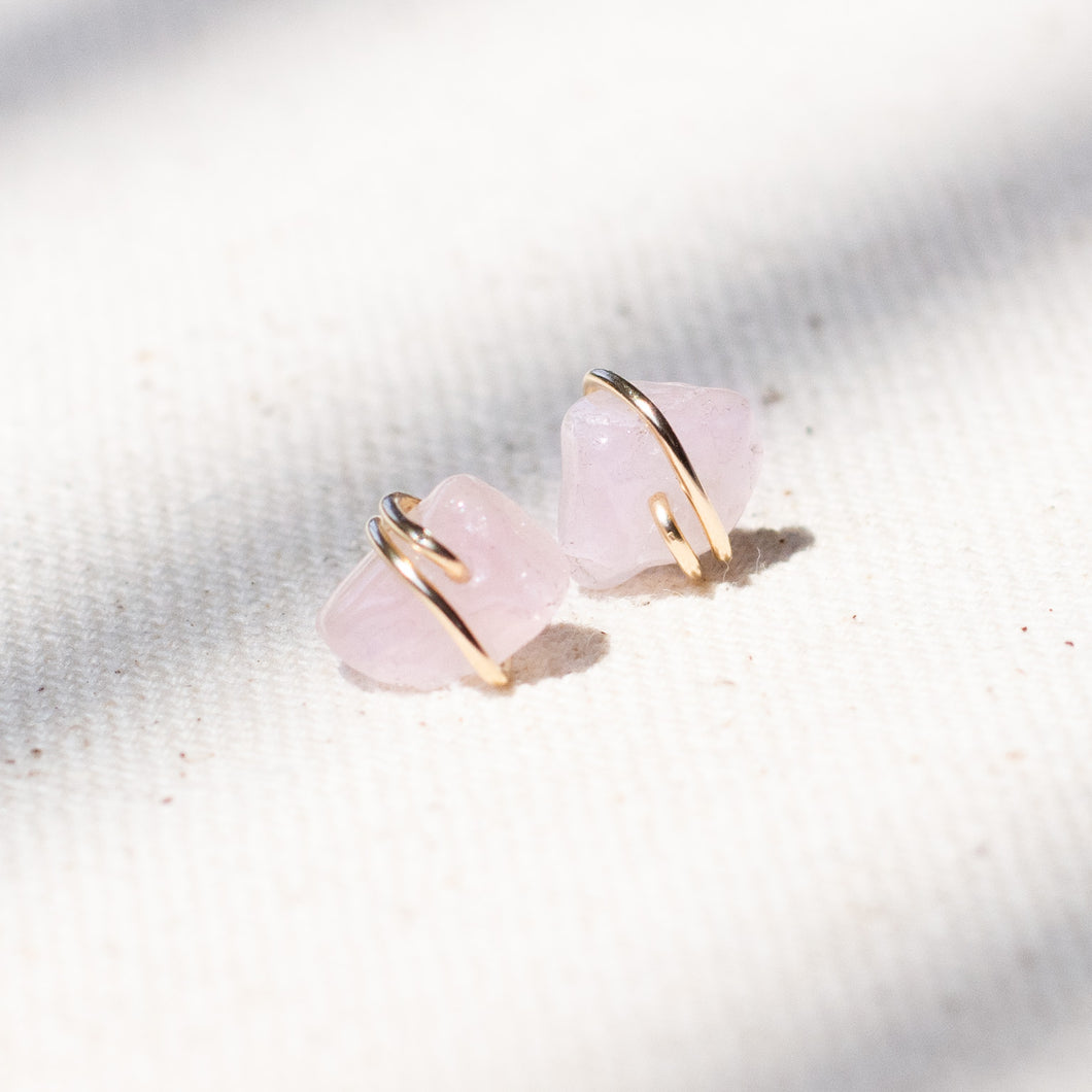 Rose Quartz Stud Earrings